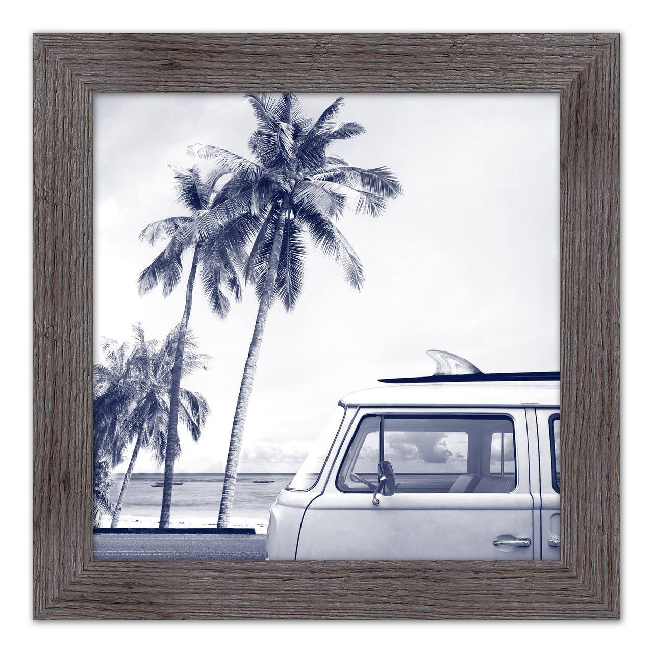 Coastal Beach Van Wall Print in Western Gray Frame